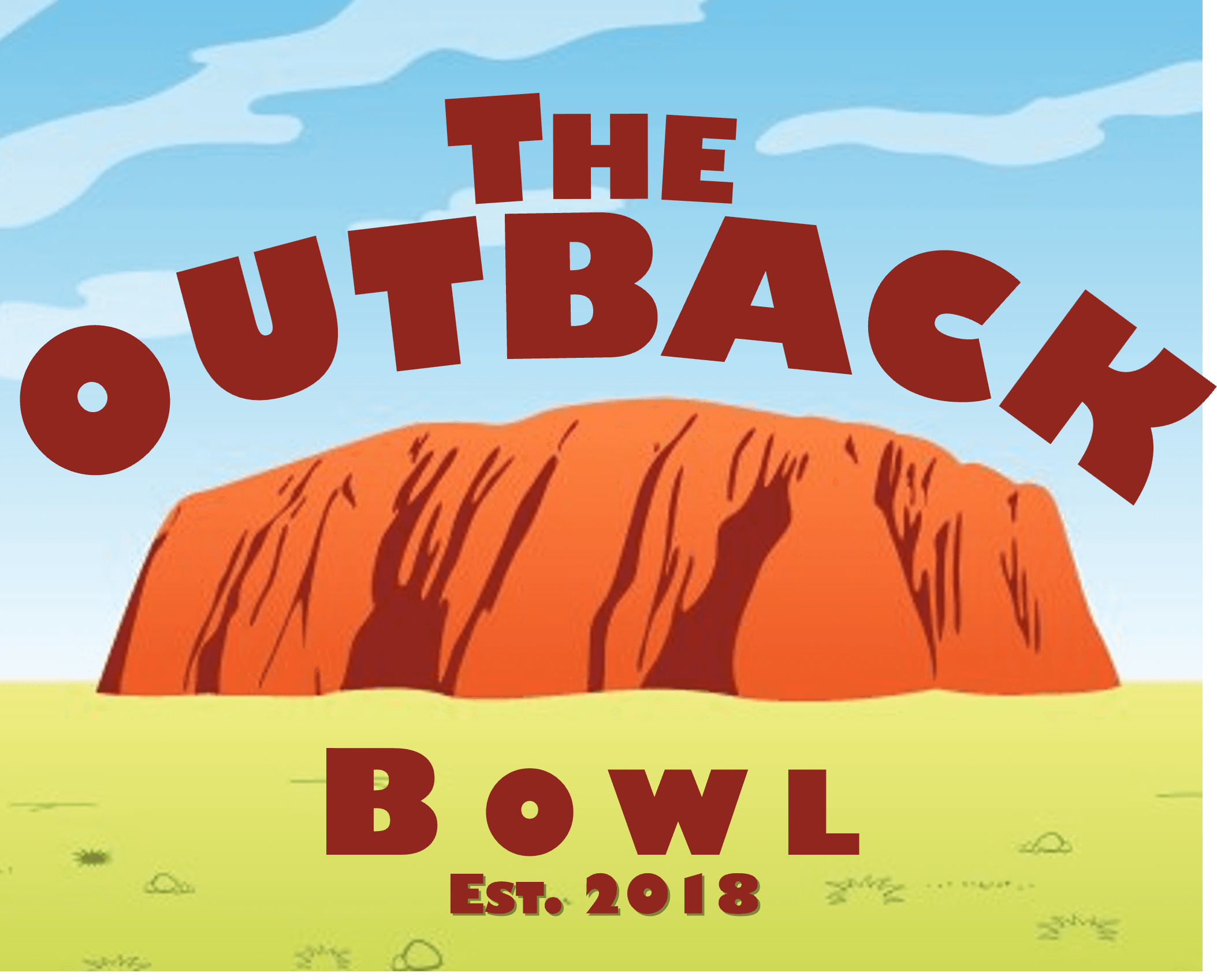 The Outback Bowl logo over a stylized Australian landscape